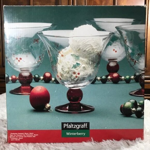 Pfaltzgraff Set of 3 Winterberry Glass Pedestal Dessert Bowls - Picture 9 of 13